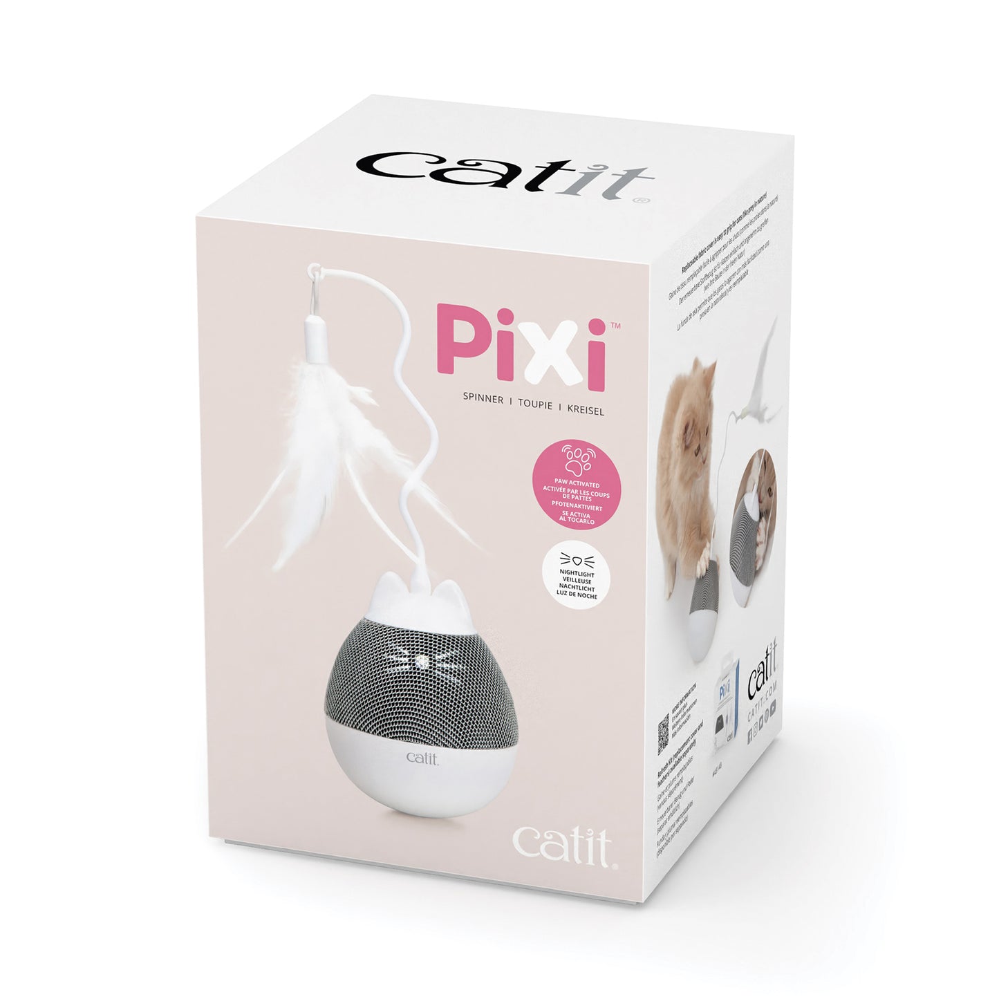 Catit Pixi Spinner Electronic Cat Toy White & Grey  Cat Toys  | PetMax Canada