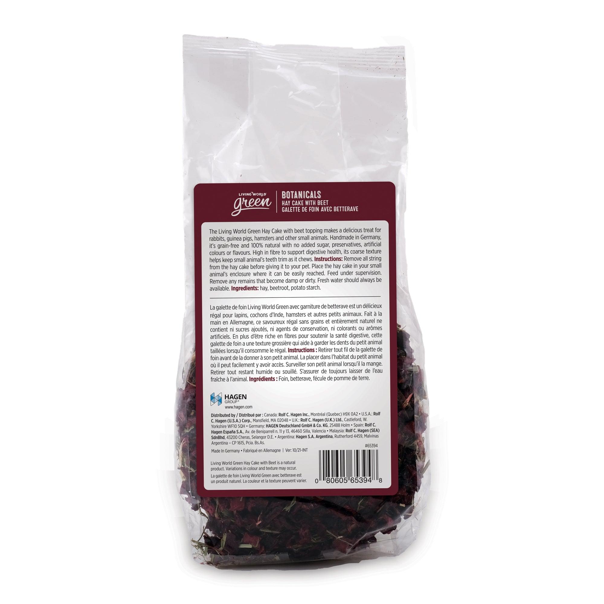 Living World Green Botanicals Hay Cake Beet - 75g - Small Animal Treats - Living World - PetMax Canada