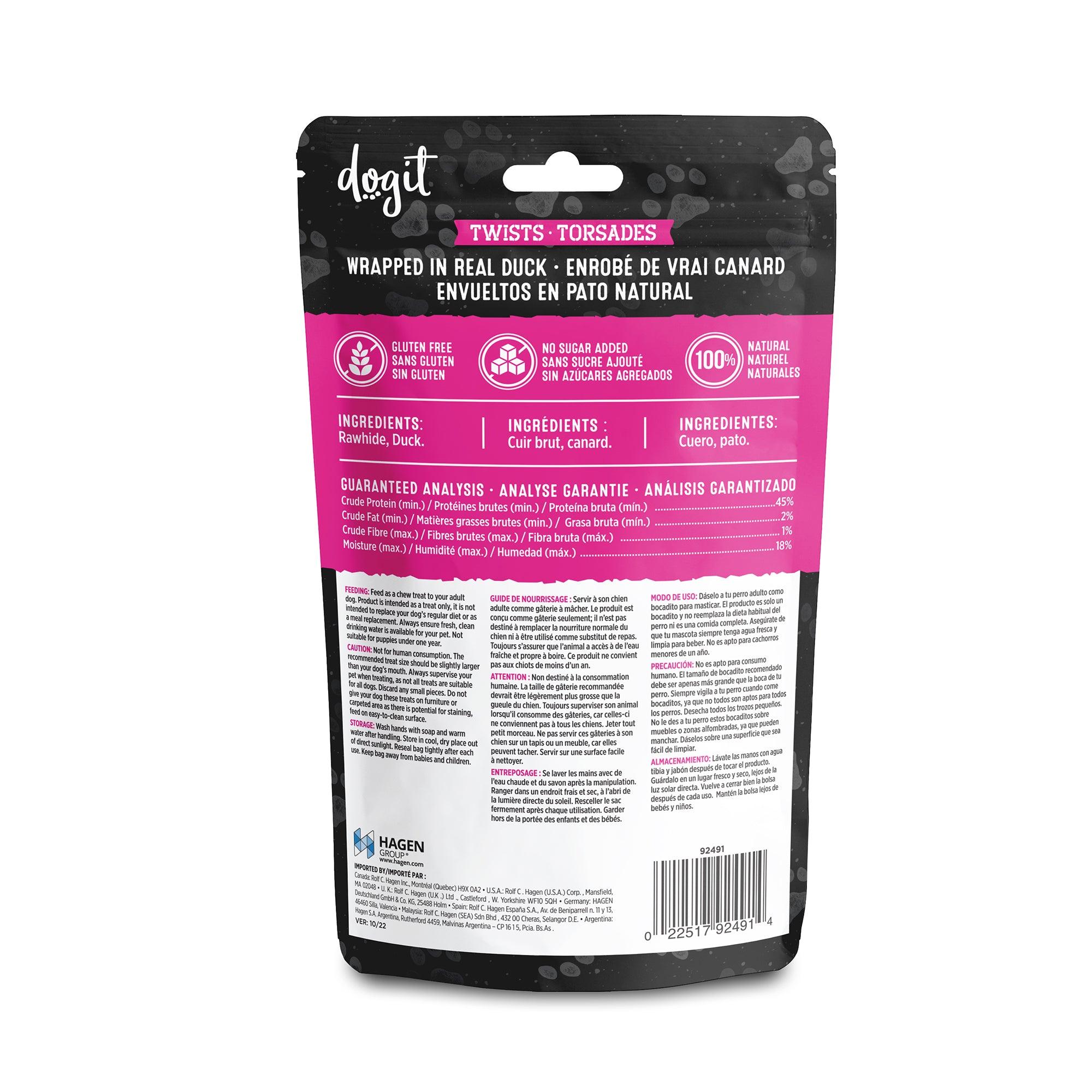 Dogit Snack Bar Dog Treats Duck Rawhide Twist - Small: 10cm / 6 Pack - Dog Treats - Dogit - PetMax Canada