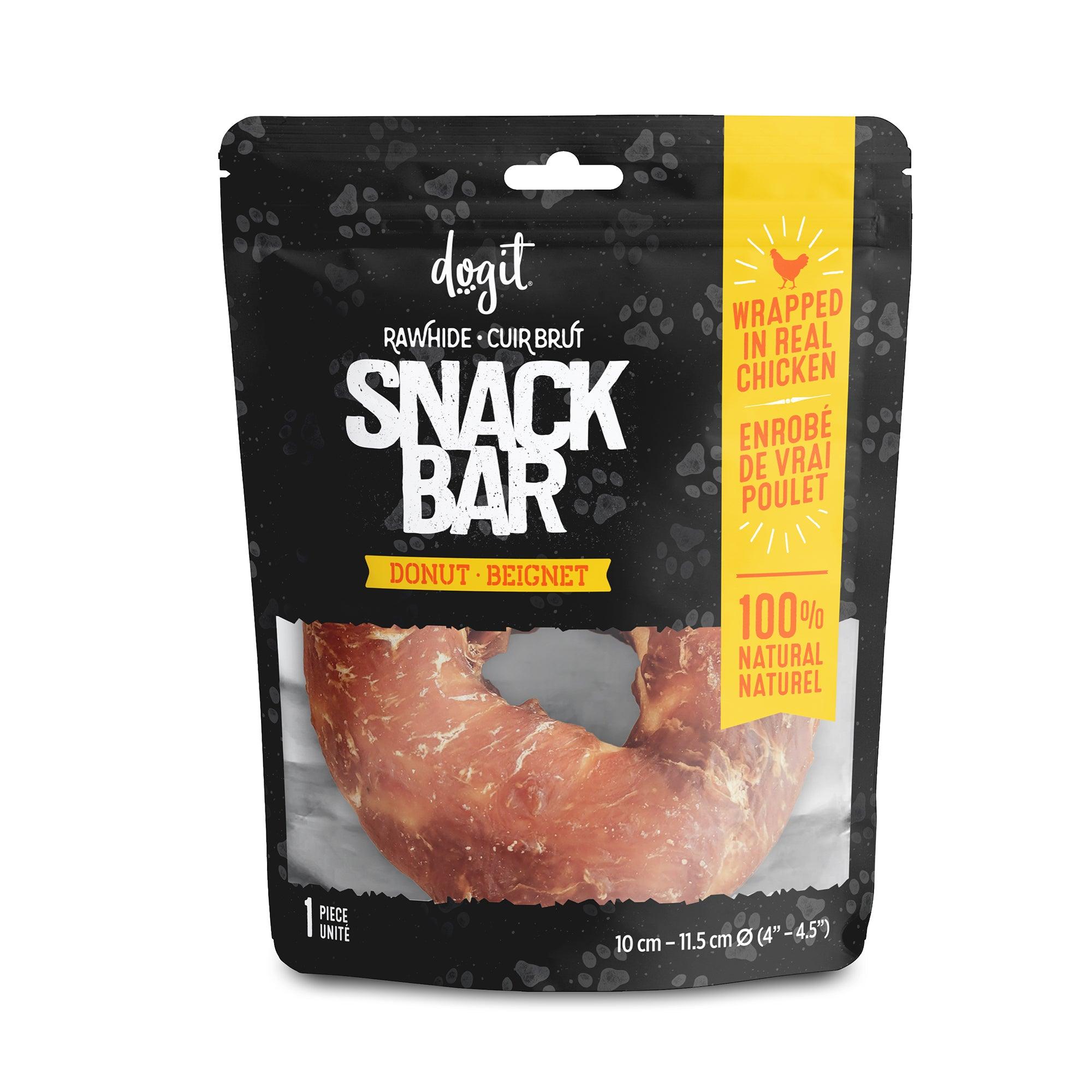 Dogit Snack Bar Dog Treats Chicken Rawhide Donut - Large: 10cm / Individual - Dog Treats - Dogit - PetMax Canada