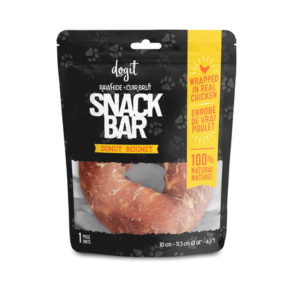 Dogit Snack Bar Dog Treats Chicken Rawhide Donut - Large: 10cm / Individual - Dog Treats - Dogit - PetMax Canada