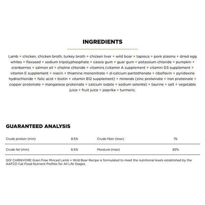 Go! Cat Food Carnivore Grain Free Tetra Pak Lamb & Boar - 182g - Canned Cat Food - Go! - PetMax Canada