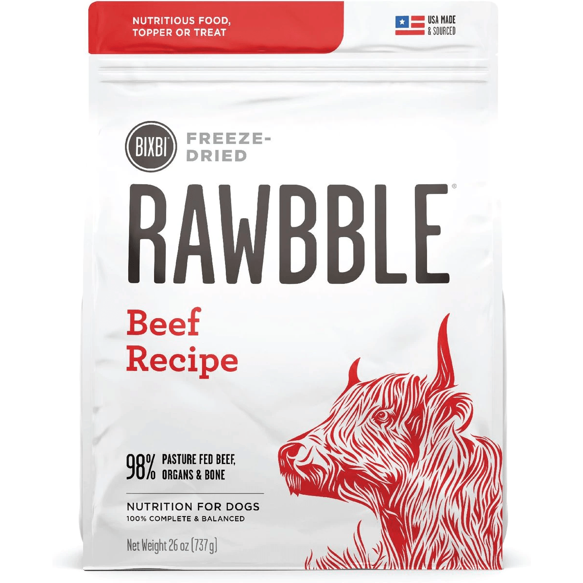 Bixbi Rawbble Beef Recipe Grain-Free Freeze-Dried Dog Food - 340g - Dog Food - Bixbi - PetMax Canada