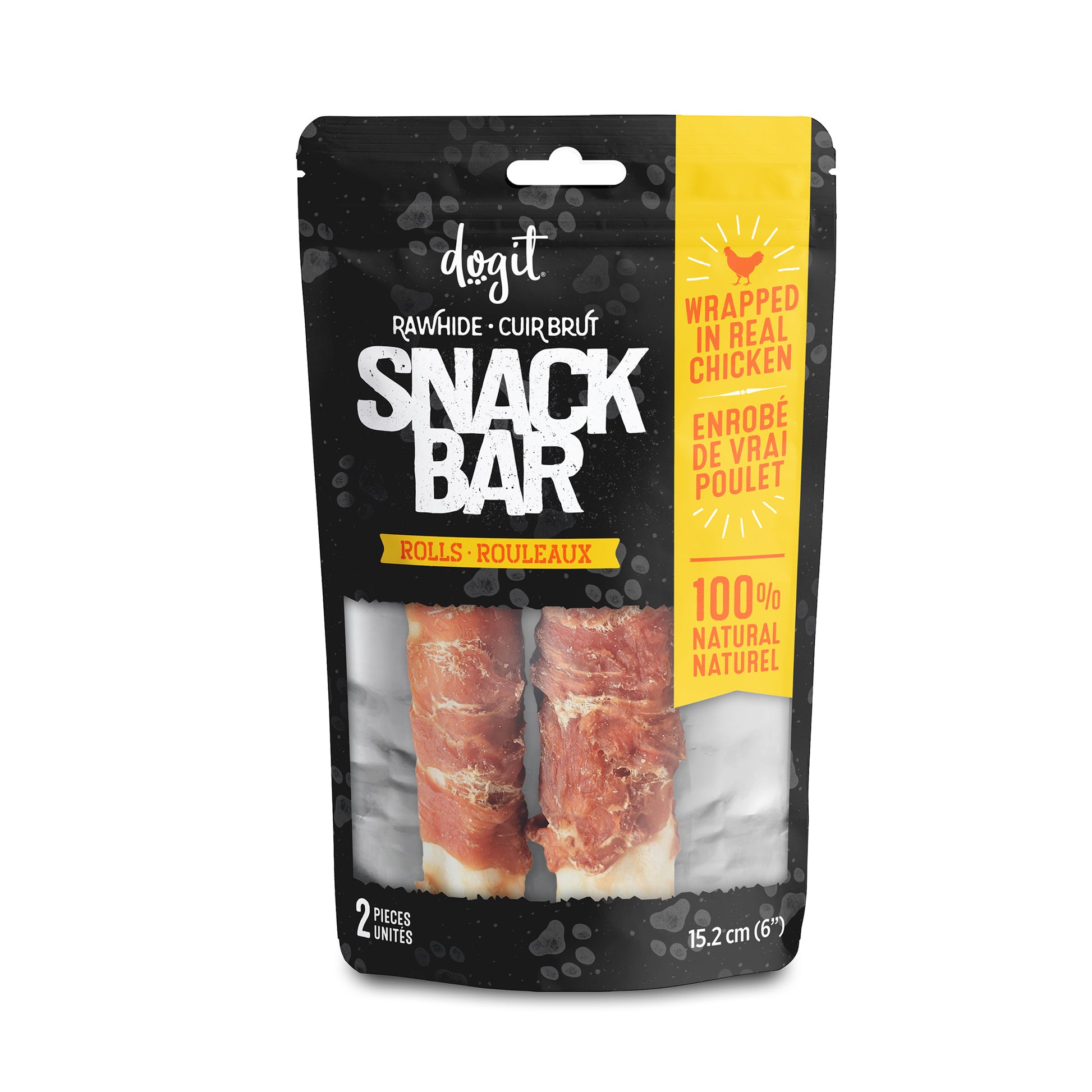 Dogit Snack Bar Dog Treats Chicken Rawhide Twist Large: 15cm / 2 Pack Dog Treats Large: 15cm | PetMax Canada