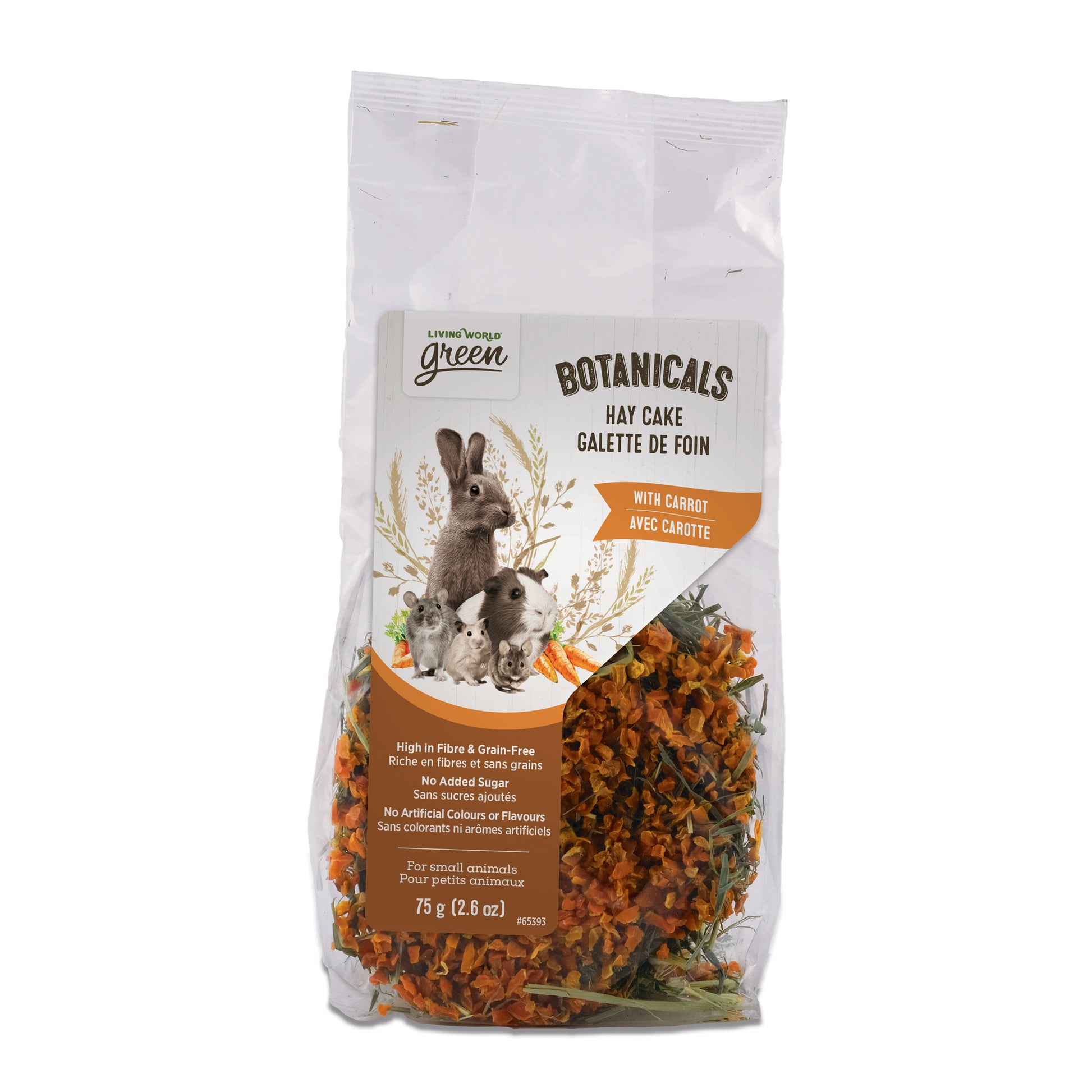 Living World Green Botanicals Hay Cake Carrot  Small Animal Treats  | PetMax Canada