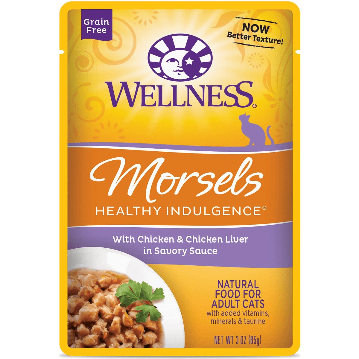 Wellness Healthy Indulgence Morsels Chicken & Chicken Liver Wet Cat Food - 85g - Canned Cat Food - Wellness - PetMax Canada