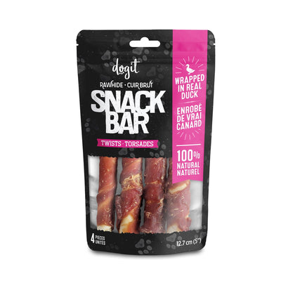 Dogit Snack Bar Dog Treats Duck Rawhide Twist - Medium: 13cm / 4 Pack - Dog Treats - Dogit - PetMax Canada