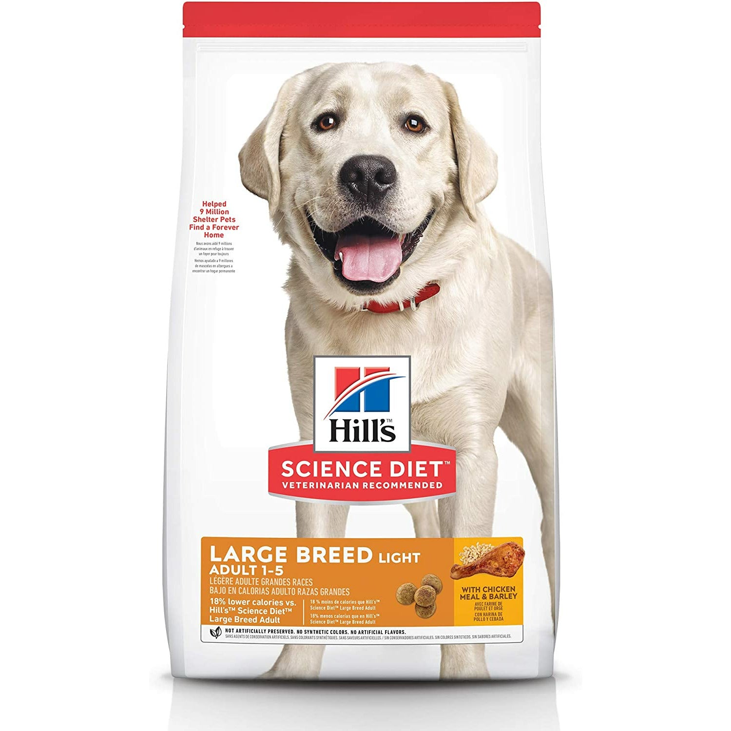 Hill's Science Diet Dry Dog Food, Adult, Large Breed, Light, Chicken Meal & Barley Recipe for Healthy Weight & Weight Management  Dog Food  | PetMax Canada