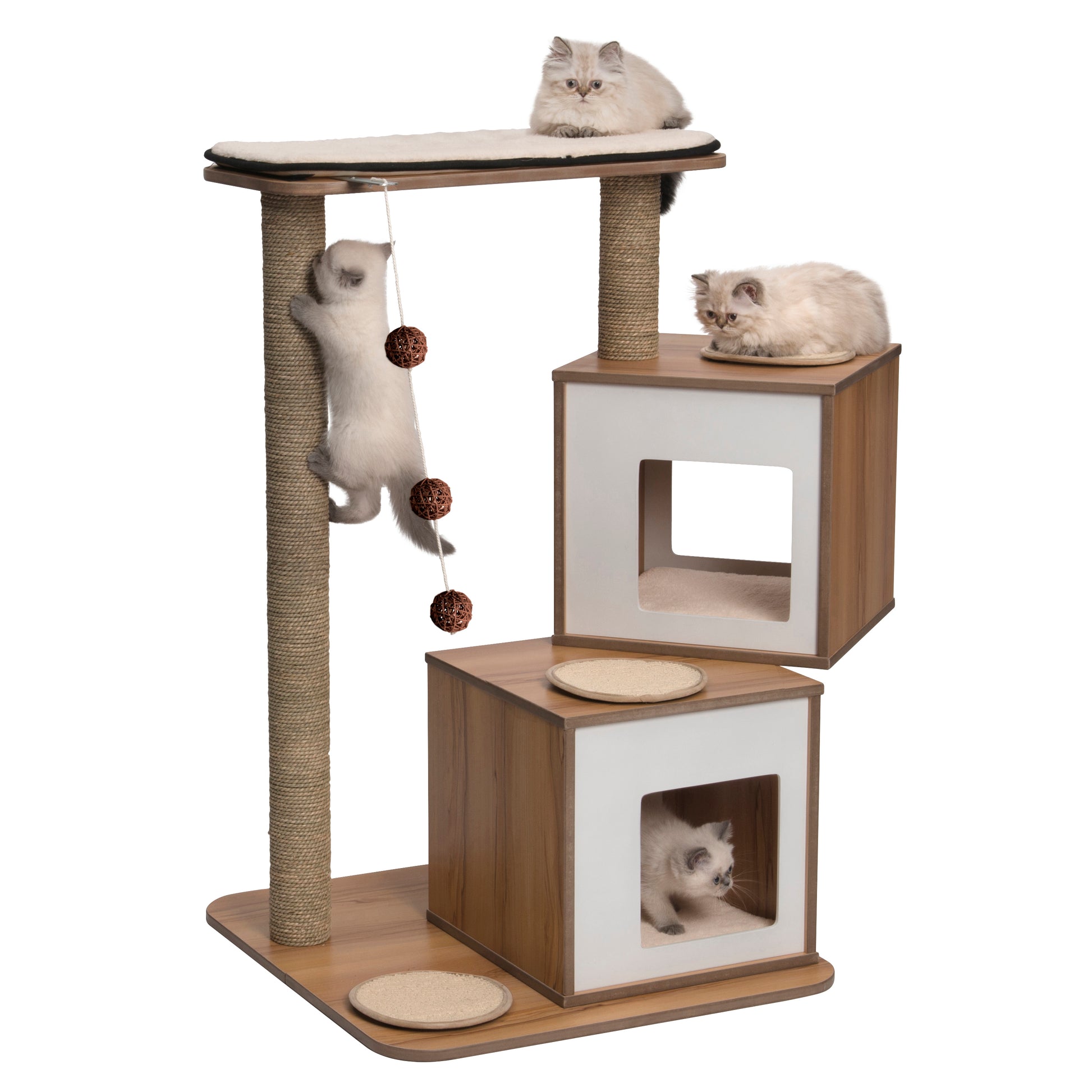 Vesper Cat Furniture V-Double Walnut  Cat Scratching Posts  | PetMax Canada
