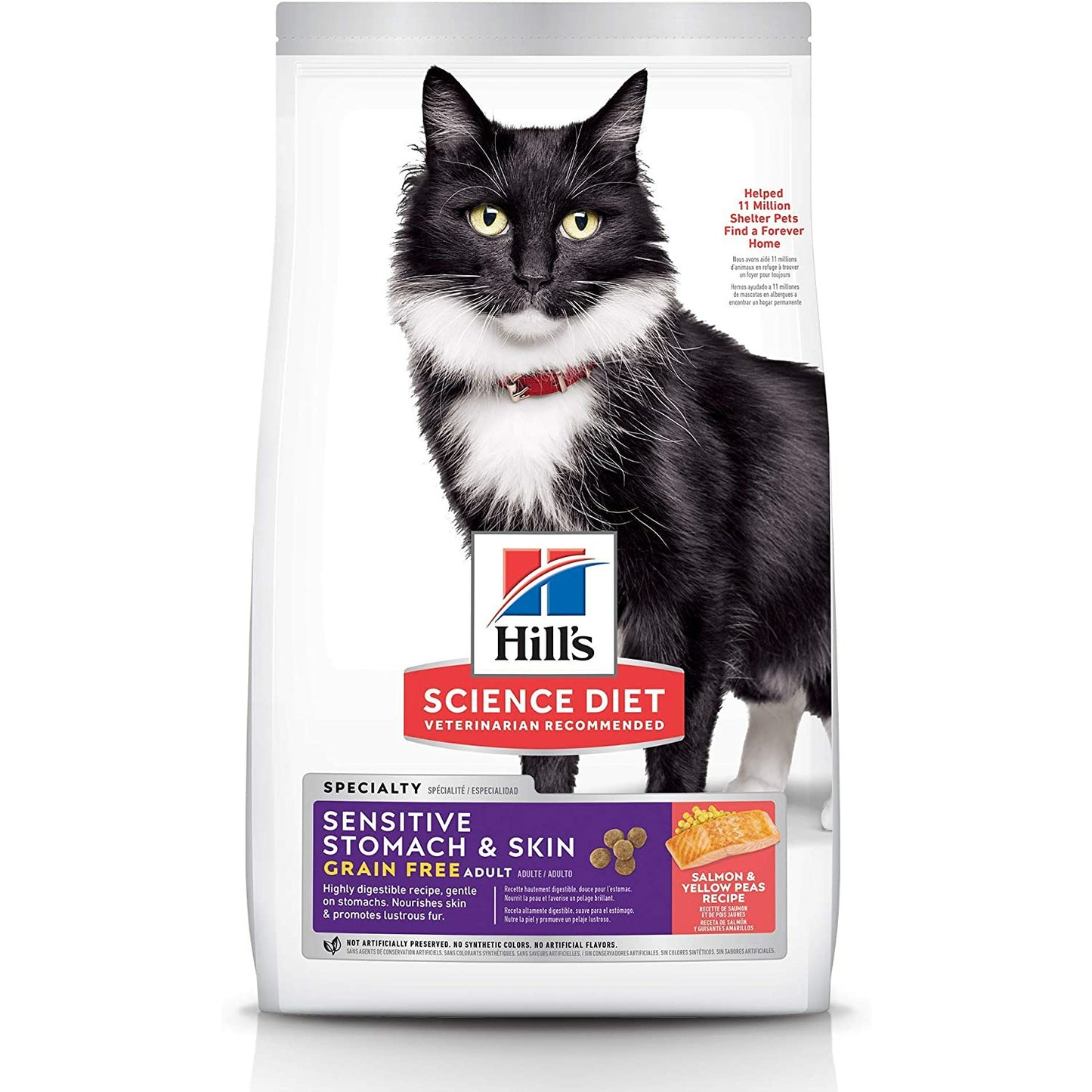 Hill's Science Diet, Dry Cat Food, Adult, Sensitive Stomach & Skin, Grain Free Salmon Recipe  Cat Food  | PetMax Canada