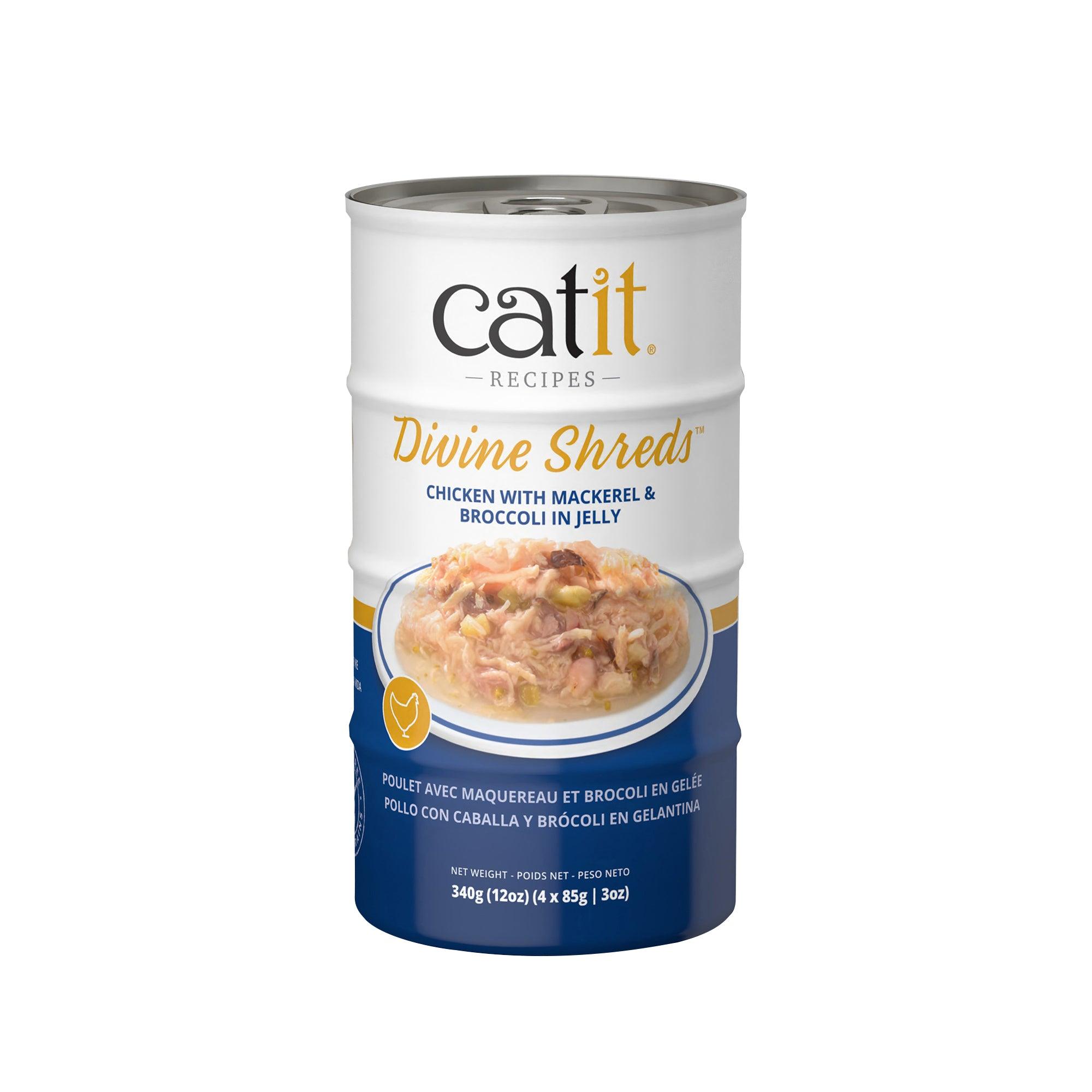 Catit Divine Shreds Chicken, Mackerel & Broccoli In Jelly 4 Pack - 4 x 85g - Canned Cat Food - Catit - PetMax Canada