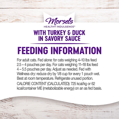 Wellness Healthy Indulgence Morsels Turkey & Duck Wet Cat Food - 85g - Canned Cat Food - Wellness - PetMax Canada