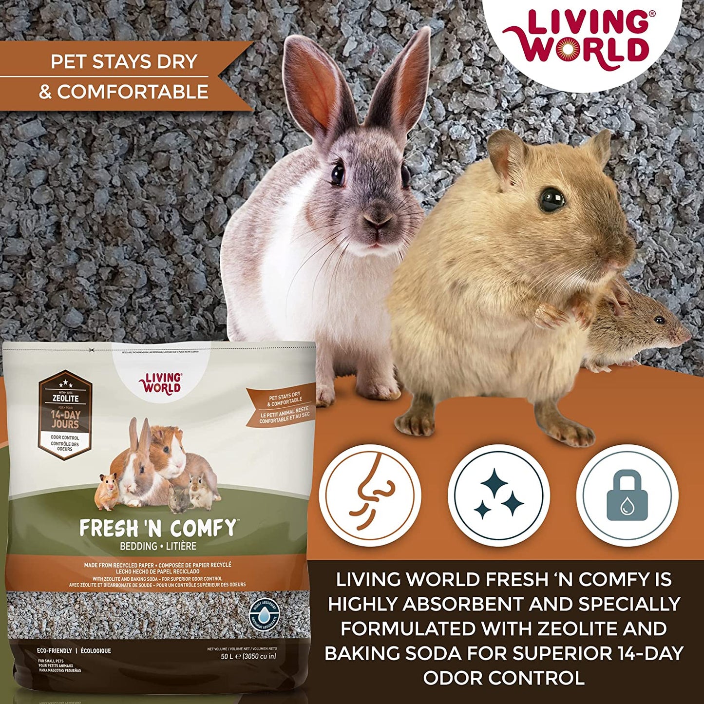 Living World Fresh'n Comfy Bedding Tan  Small Animal Litter  | PetMax Canada