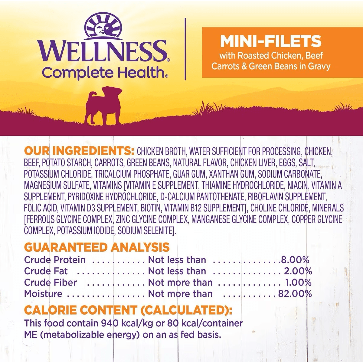 Wellness Petite Entrées Roasted Beef, Chicken, Beef, Carrots & Green Beans in Gravy Wet Small Breed Dog Food - 85g - Canned Dog Food - Wellness - PetMax Canada
