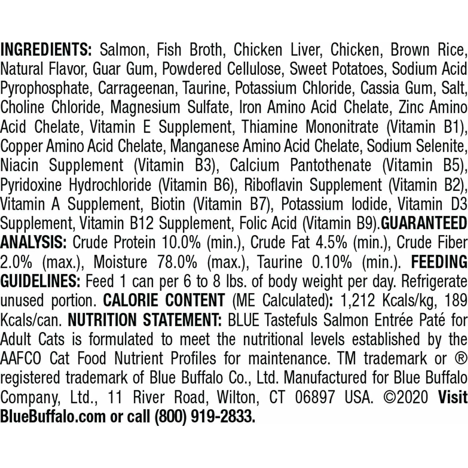 Blue Buffalo Tastefuls Adult Salmon Entree Pate - 156g - Canned Cat Food - Blue Buffalo - PetMax Canada