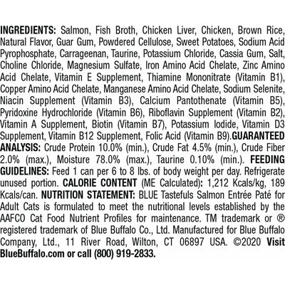Blue Buffalo Tastefuls Adult Salmon Entree Pate - 156g - Canned Cat Food - Blue Buffalo - PetMax Canada