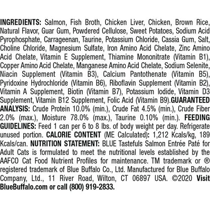 Blue Buffalo Tastefuls Adult Salmon Entree Pate - 156g - Canned Cat Food - Blue Buffalo - PetMax Canada