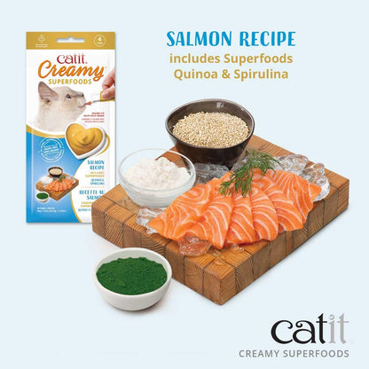 Catit Creamy Superfood Treats Salmon with Quinoa & Spirulina - 4 x 10g - Cat Treats - Catit - PetMax Canada