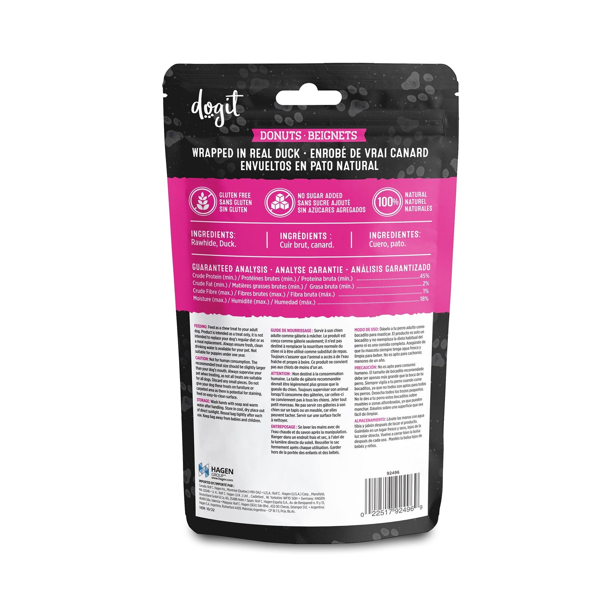 Dogit Snack Bar Dog Treats Duck Rawhide Donut  Dog Treats  | PetMax Canada