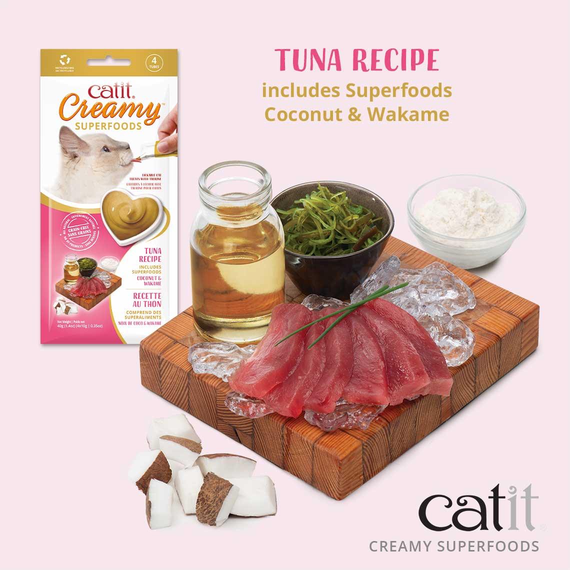 Catit Creamy Superfood Treats Tuna with Coconut & Wakame  Cat Treats  | PetMax Canada