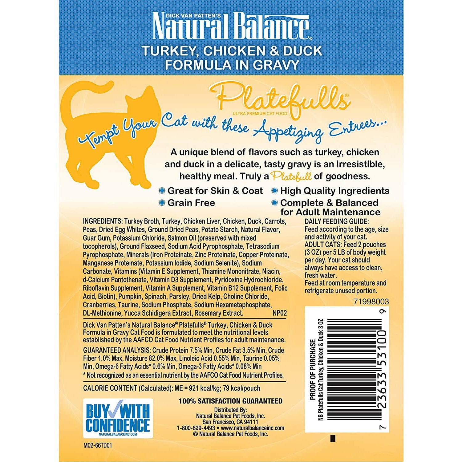 Natural Balance Platefulls Turkey Chicken, & Duck Wet Cat Food  Canned Cat Food  | PetMax Canada