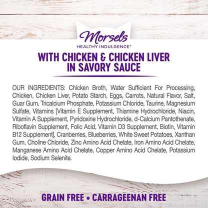 Wellness Healthy Indulgence Morsels Chicken & Chicken Liver Wet Cat Food - 85g - Canned Cat Food - Wellness - PetMax Canada