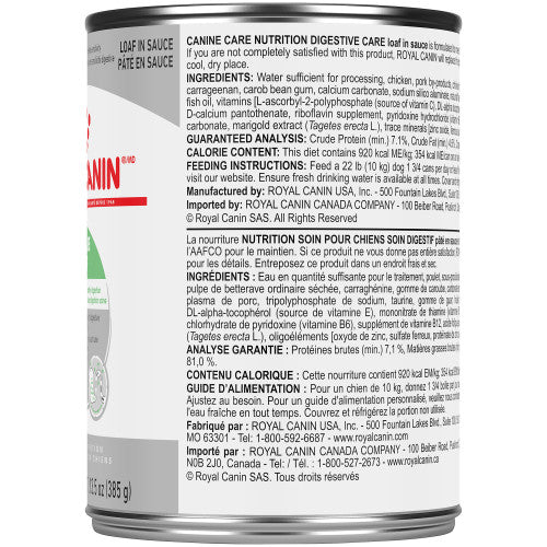 Royal Canin Canned Dog Food Digestive Care Loaf In Sauce  Canned Dog Food  | PetMax Canada