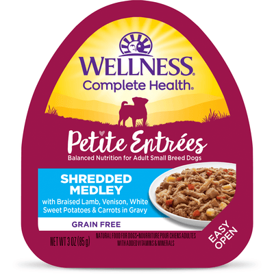 Wellness Petite Entrées Shredded Lamb & Venison Wet Dog Food - 85g - Canned Dog Food - Wellness - PetMax Canada