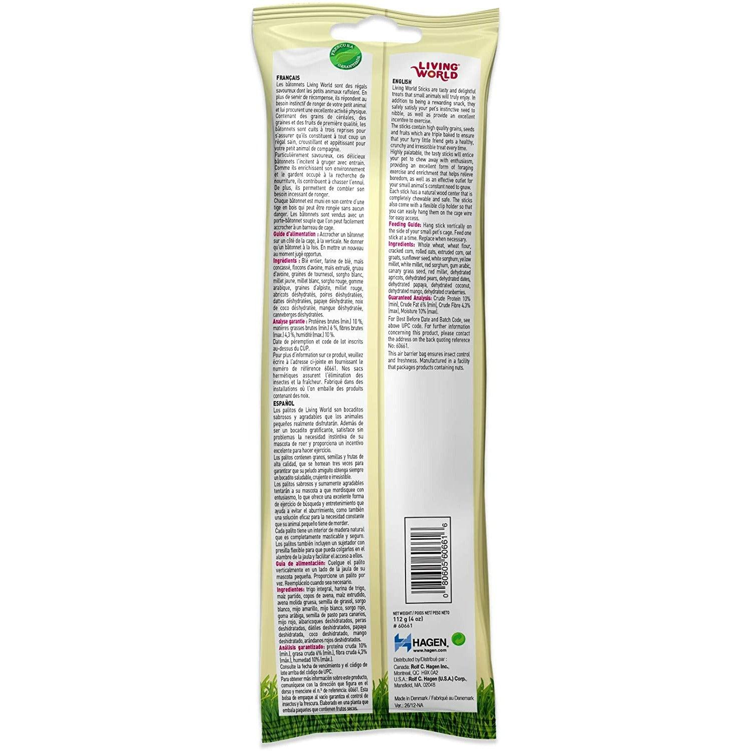 Living World Hamster Stick Fruit Flavour - 112g - Small Animal Food Treats - Living World - PetMax Canada