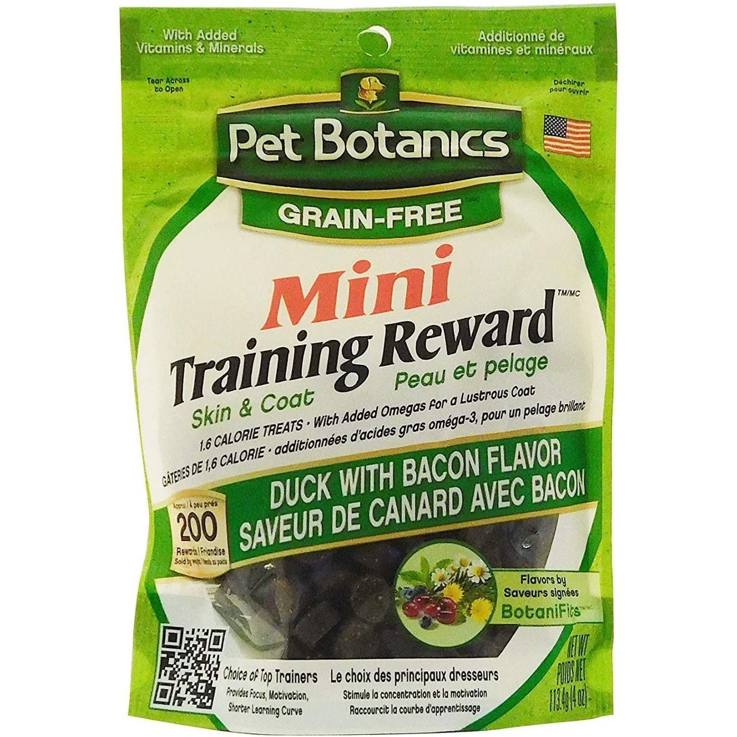 Pet Botanics Mini Grain-Free Training Reward Treats Duck & Bacon  Dog Treats  | PetMax Canada