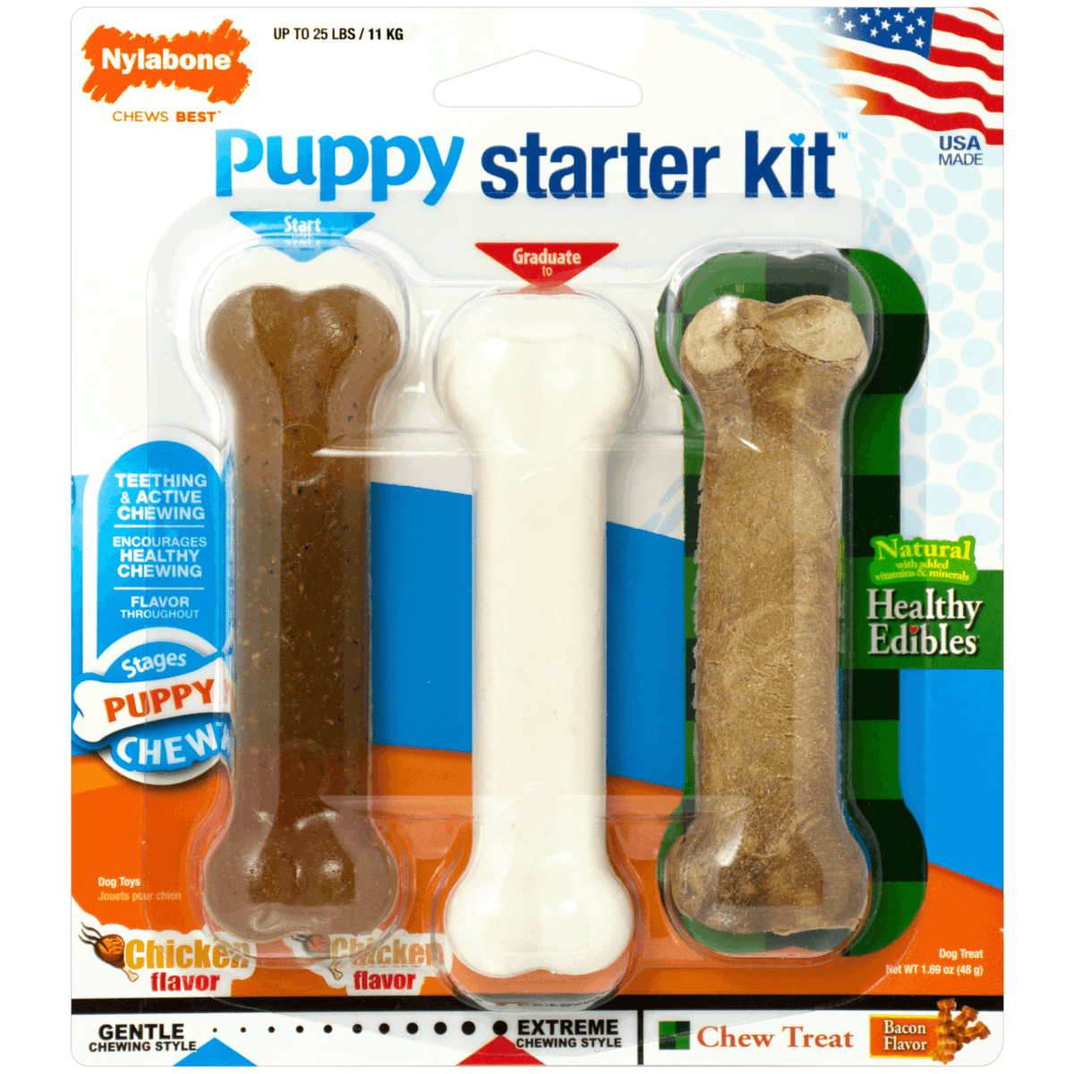 Nylabone Puppy Starter Kit - Regular - Nylon - Nylabone - PetMax Canada