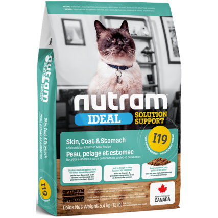 Nutram Ideal I19 Solutions Sensitive Skin & Stomach Cat Food  Cat Food  | PetMax Canada