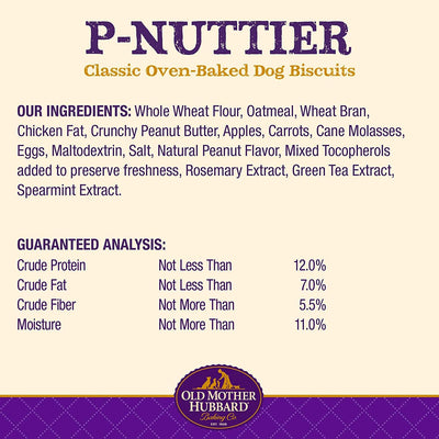 Old Mother Hubbard Classic P-Nuttier Natural Oven-Baked Biscuits Dog Treats - Mini: 142g - Dog Treats - Old Mother Hubbard - PetMax Canada