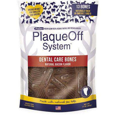 Plaque Off System Dental Bacon Bones  Dog Treats  | PetMax Canada