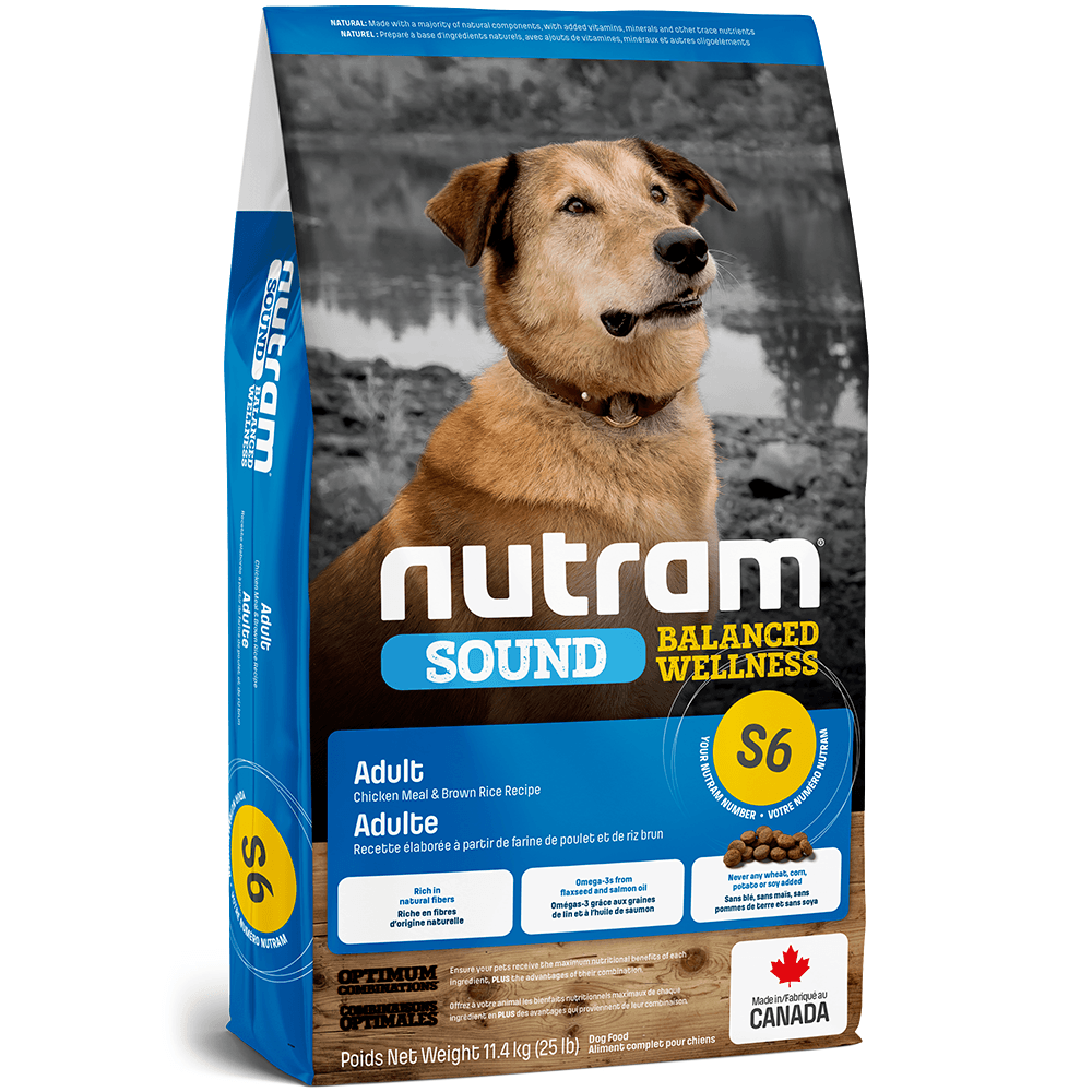 Nutram Sound Balanced Wellness S6 Chicken Meal and Brown Rice Recipe  Dog Food  | PetMax Canada