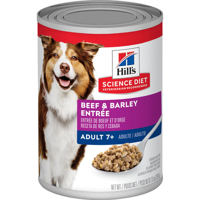 Hill's Science Diet Adult 7+ Beef & Barley Entrée dog food  Canned Dog Food  | PetMax Canada