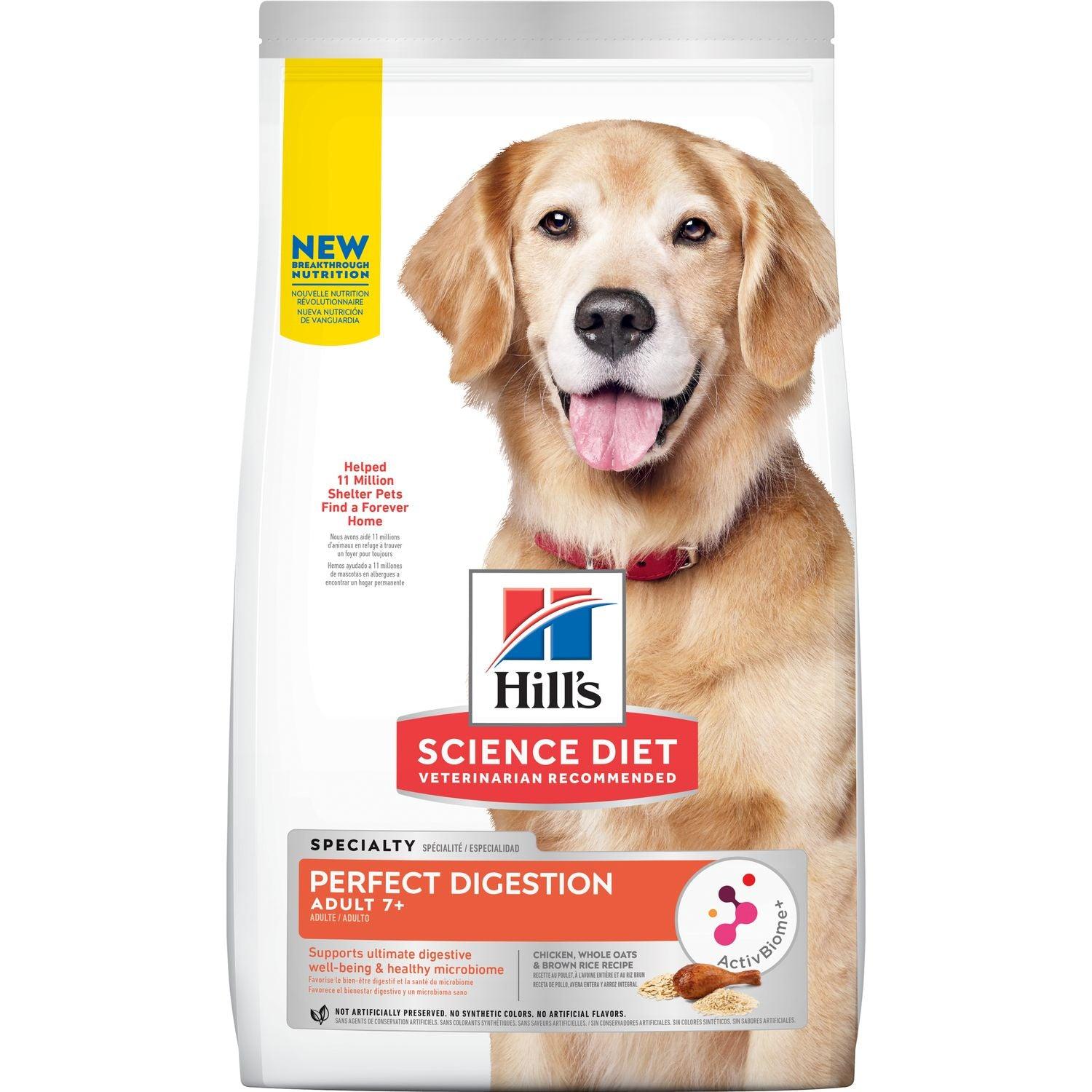 Hill's Science Diet Adult 7+ Perfect Digestion Chicken, Whole Oats & Brown Rice Recipe Dog Food - 1.59 Kg - Dog Food - Hill's Science Diet - PetMax Canada