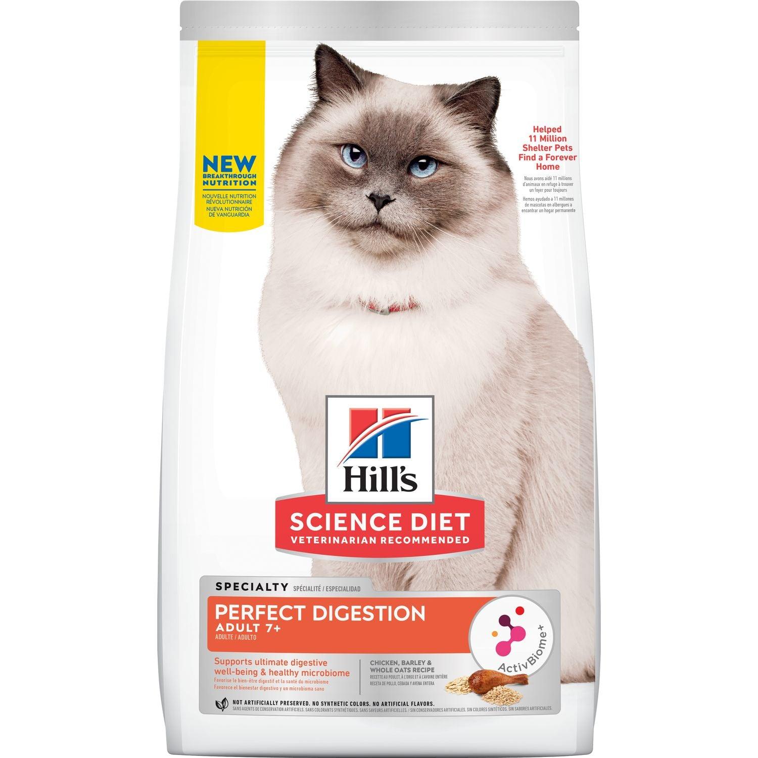 Hill's Science Diet Adult 7+ Perfect Digestion Chicken, Barley & Whole Oats Recipe Cat Food - 1.59 Kg - Cat Food - Hill's Science Diet - PetMax Canada