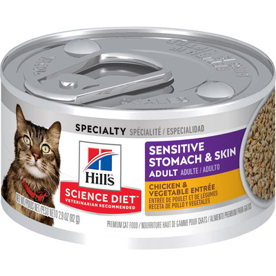 Hill's Science Diet Sensitive Stomach & Skin Chicken & Vegetable Entrée Cat Food  Canned Cat Food  | PetMax Canada