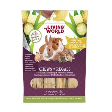 Living World Small Animal Chew Sugar Cane Stalk Sticks - 4 Pack - Small Animal Chew Products - Living World - PetMax Canada