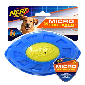 Nerf Micro Squeak Exo Football Blue & Green  Dog Toys  | PetMax Canada