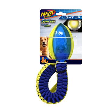 Nerf LED Nitro Blitz Football With Tail Blue & Green  Dog Toys  | PetMax Canada