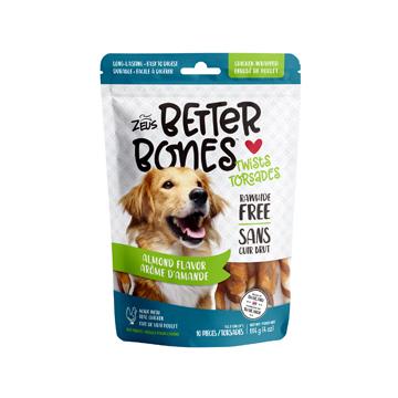 Zeus Better Bones Chicken Wrapped Twists Peanut Butter  Dog Treats  | PetMax Canada