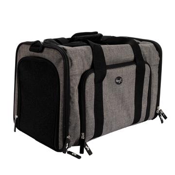 DogIt Explorer Soft Expandable Bag Grey & Black  Soft-Sided Crates  | PetMax Canada