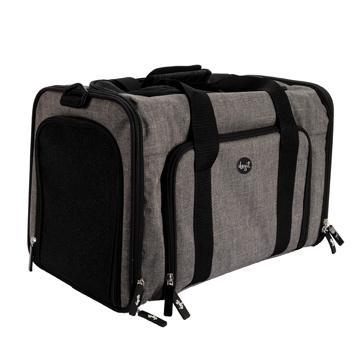 DogIt Explorer Soft Expandable Bag Grey & Black - 17" x 10" x 12" - Soft-Sided Crates - Dogit - PetMax Canada