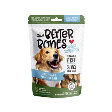 Zeus Better Bones Chicken Wrapped Twists Milk  Dog Treats  | PetMax Canada