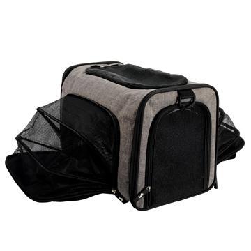 DogIt Explorer Soft Expandable Bag Grey & Black - 17" x 10" x 12" - Soft-Sided Crates - Dogit - PetMax Canada
