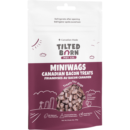 Tilted Barn MiniWags Canadian Bacon Dog Treats - 100g - Dog Treats - Tilted Barn - PetMax Canada
