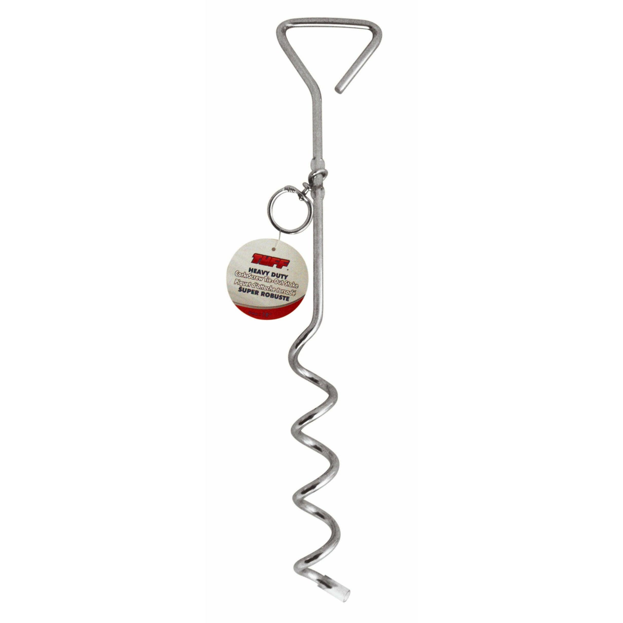 Tuff Heavy Duty Tie Out Stake Cork Screw - 18" - Tie Outs - Tuff - PetMax Canada