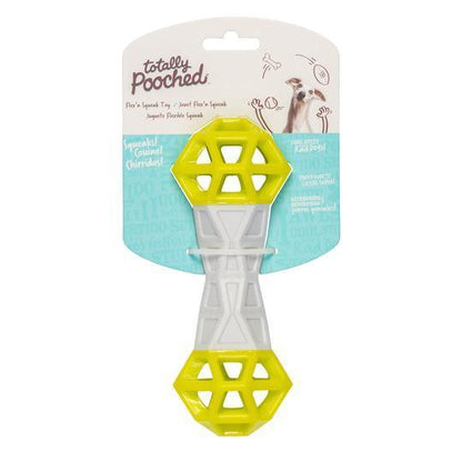 Totally Pooched Flex N Squeak Rubber Toy Green - 7" - Dog Toys - Messy Mutt - PetMax Canada